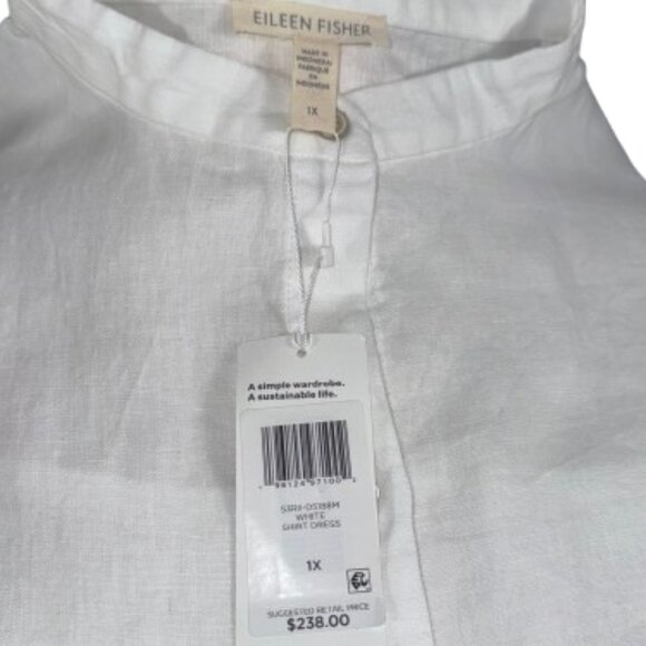 NWT Eileen Fisher Orgnc Linen Mandarin Collar Lagenlook Tunic ShirtDress SZ1X - Picture 11 of 16